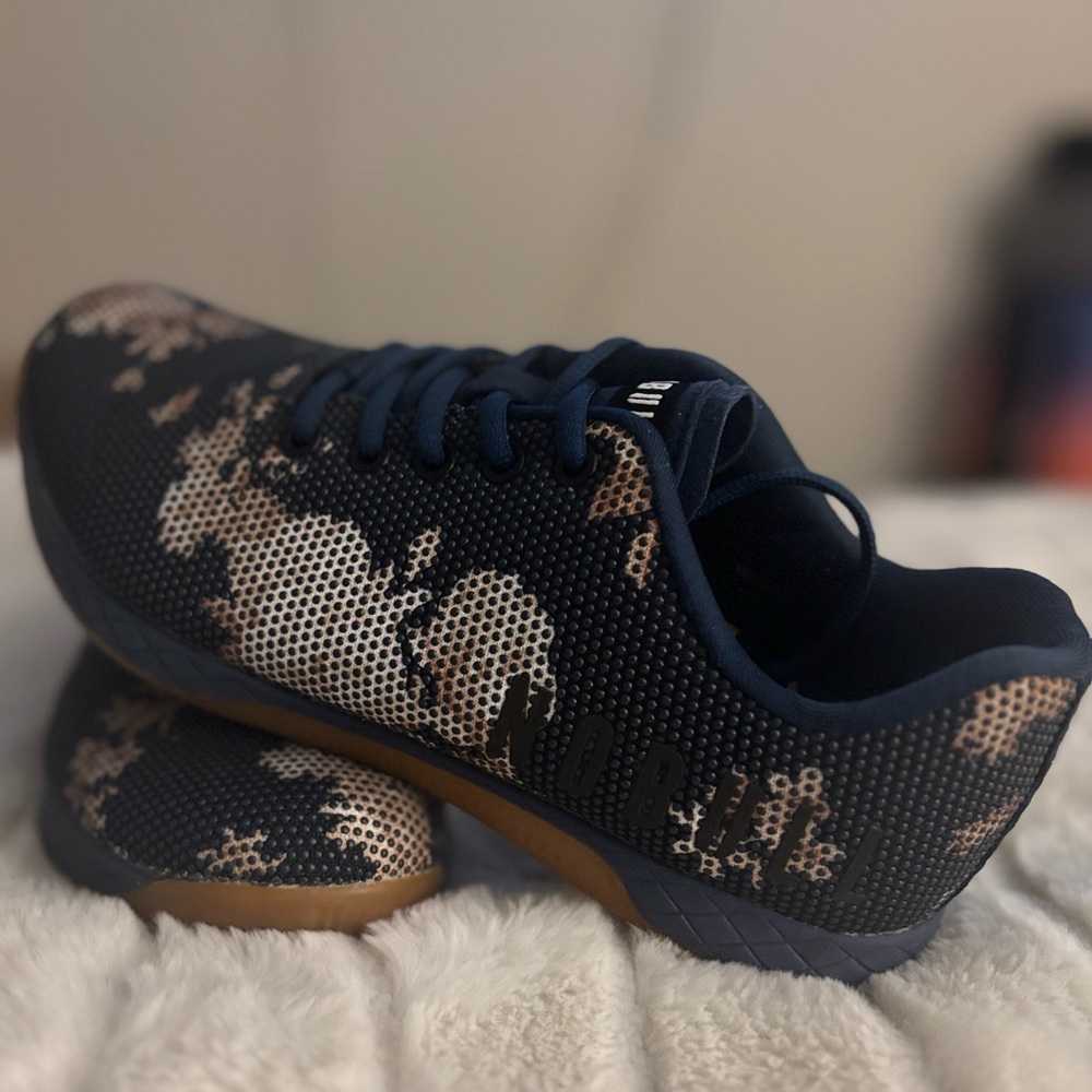 No Bull Navy & Beige Floral Gum Trainers